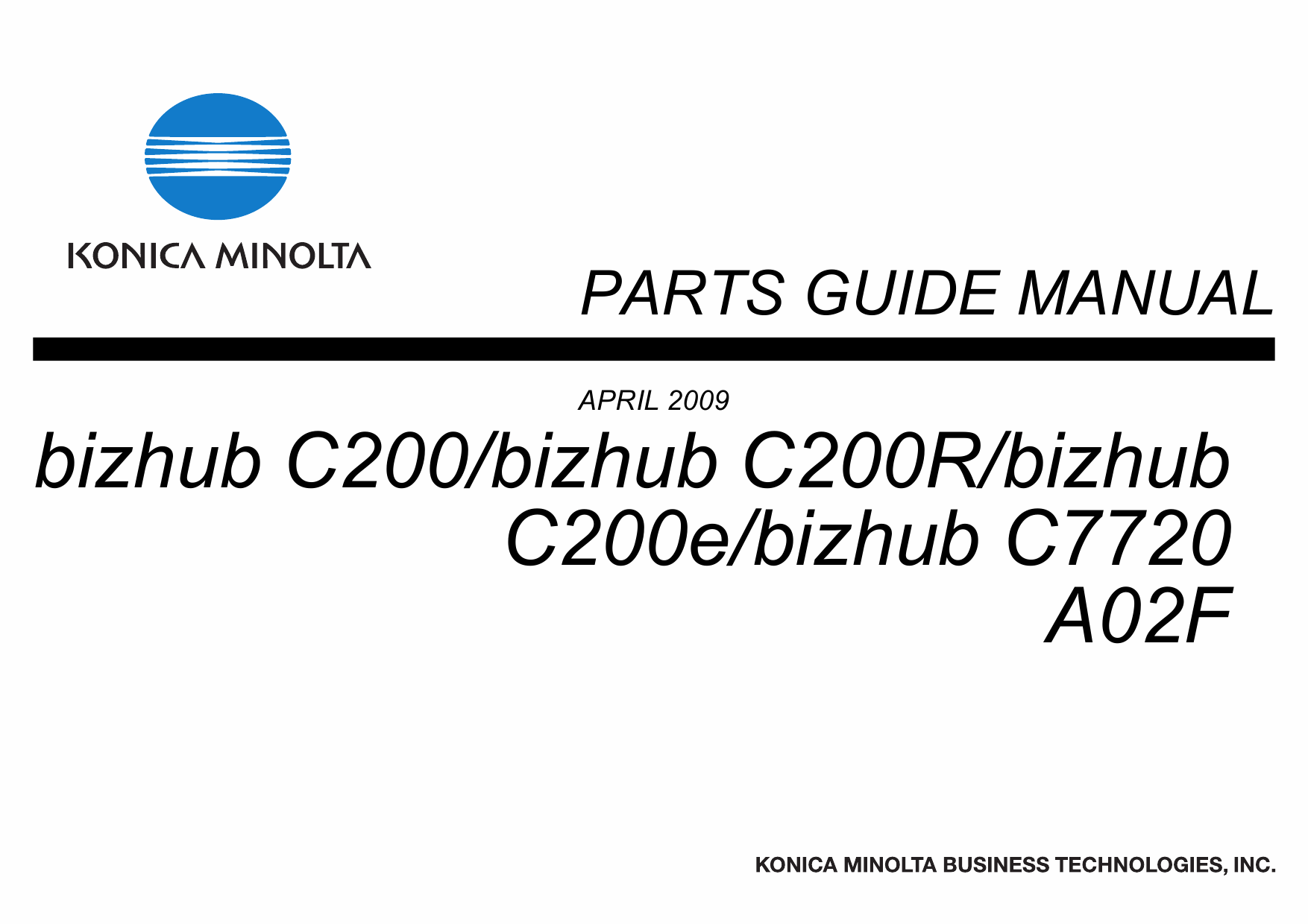 Konica-Minolta bizhub C200 C200R C200e C7720 Parts Manual-1